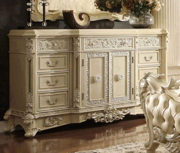 Luxury Cream Carved Wood Dresser Traditional Homey Design