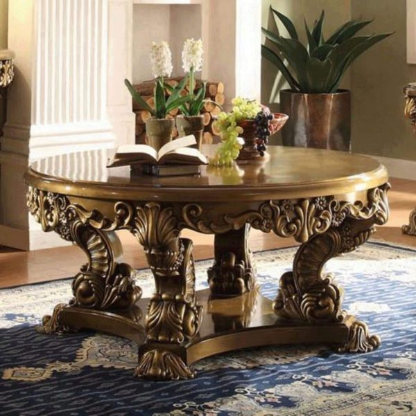 Antique Gold & Perfect Brown Coffee Table Traditional Homey Design