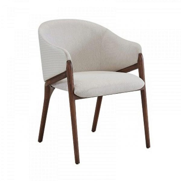 Walnut & Cream Fabric 2 Dining Chair Set By Vig Lunde Vgcs Ach