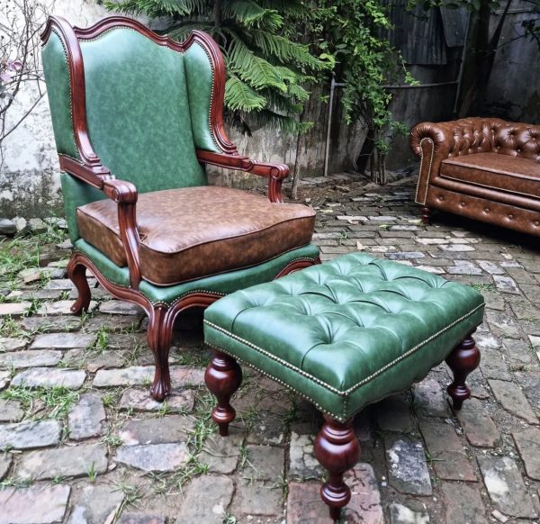 Green Vintage Carved Chair