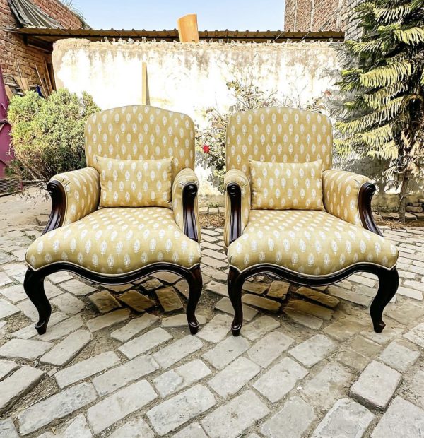 Golden Vintage Carved Chair Set