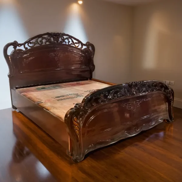 Italian Carved Teakwood Bed