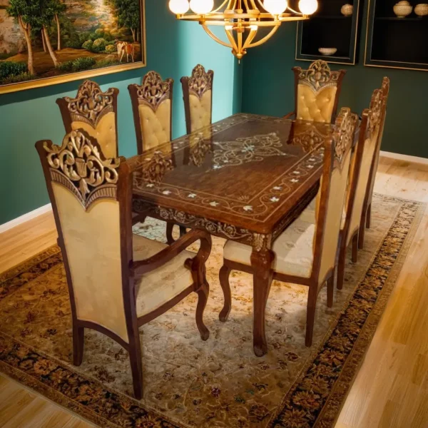 Royal dining table with six chairs