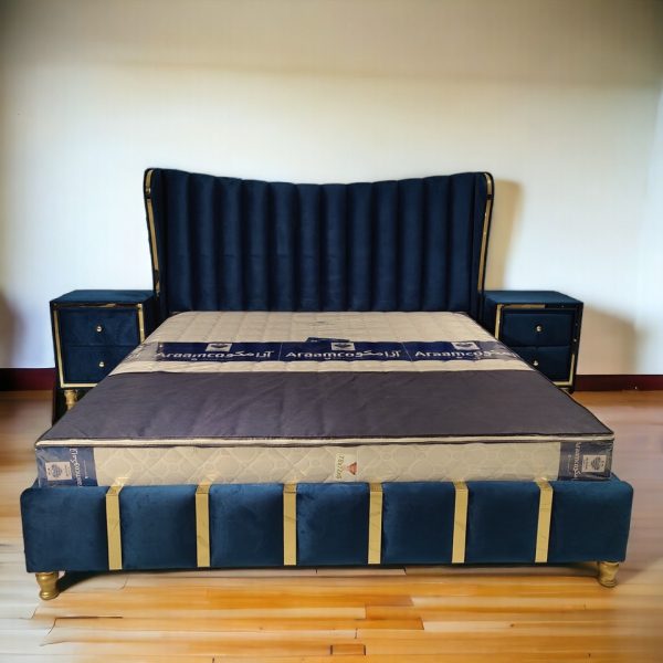 Contemporary themed blue bed