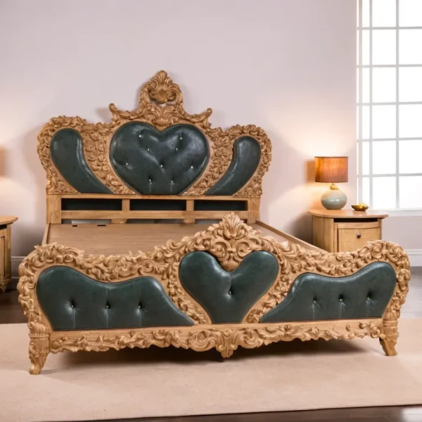 Classic luxury teakwood upholstery bed