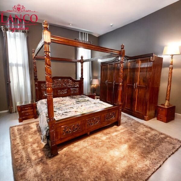 Canopy Teakwood Bed Set - Image 7