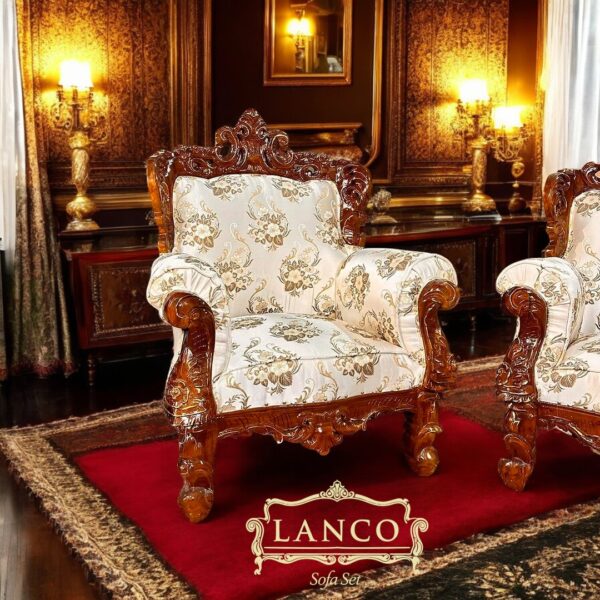 "Carved Teakwood Sofa Set" - Image 4