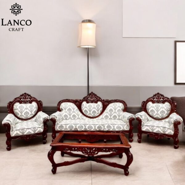 Royal Elegance Teakwood Sofa Set - Image 3