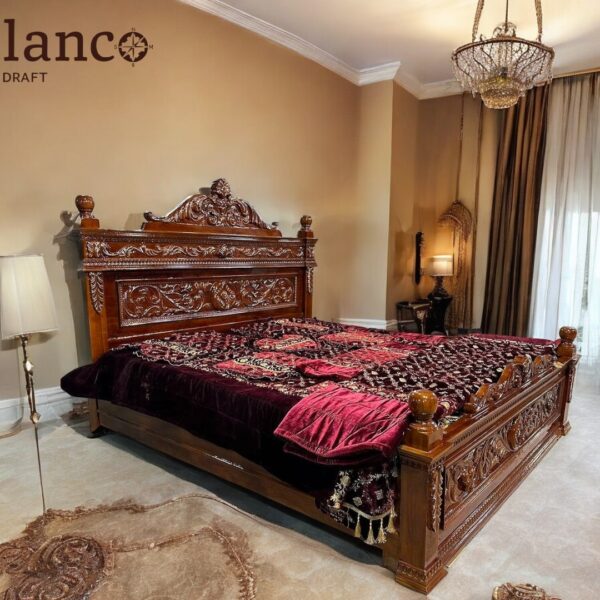 Majestic Royal Carved Teakwood Bed - Image 2