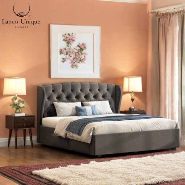 Velvet Wingback King Size Bed - Image 2