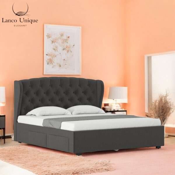 Velvet Wingback King Size Bed - Image 3