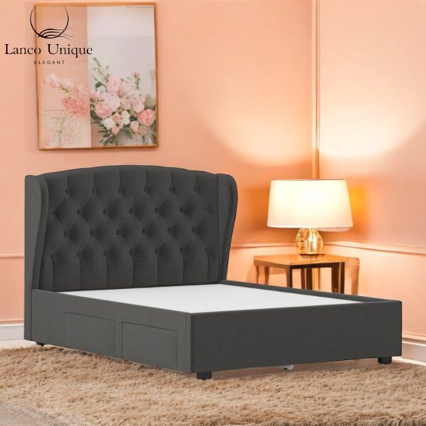 Velvet Wingback King Size Bed - Image 5