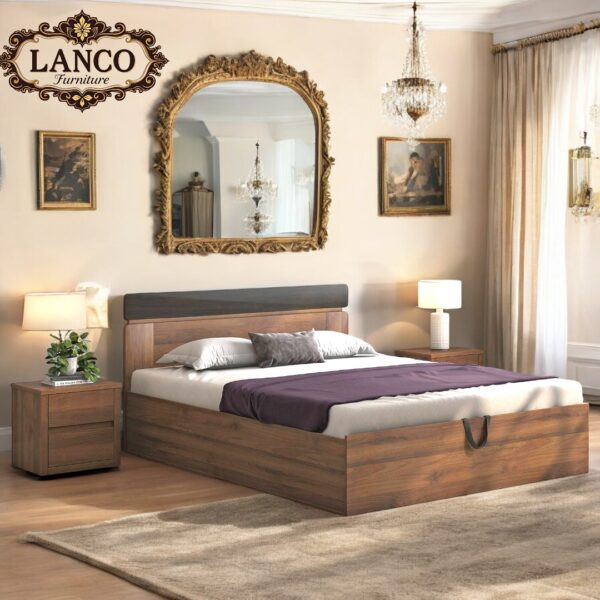 Walnut Storage Furniture Bed Set - Image 2