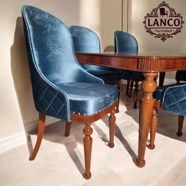 Classic Blue Velvet Dining Set  - Image 2