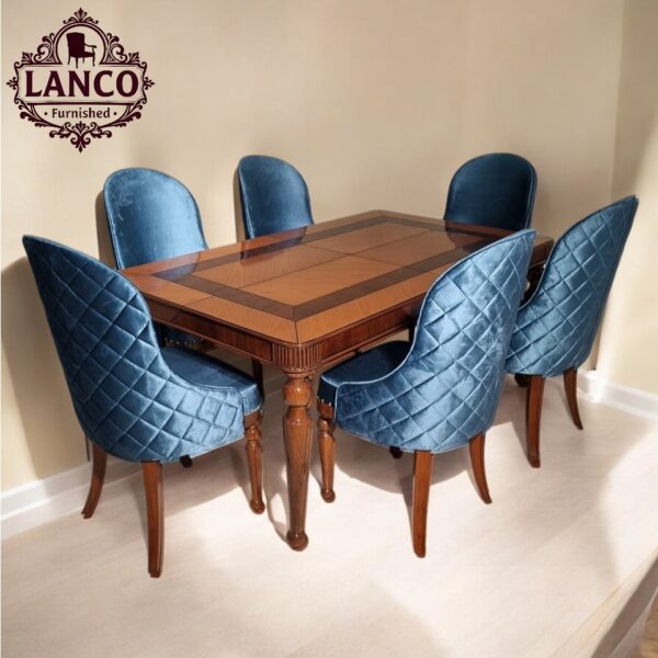 Classic Blue Velvet Dining Set  - Image 4