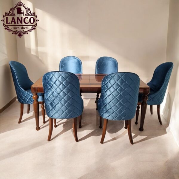 Classic Blue Velvet Dining Set  - Image 5