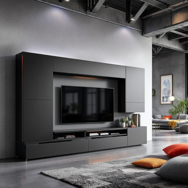 modern black wall-mounted TV unit - Image 2