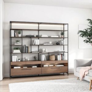 Modern Industrial Bookcase with Storage