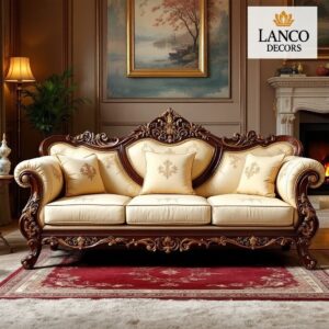 “Imperial Crest – Teakwood Royale Sofa”