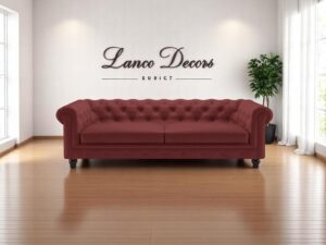 Lanco Maroon Chesterfield Velvet Sofa – 3 Seater