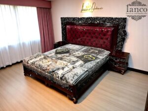 Imperial Maroon Majesty Teakwood Bed by Lanco
