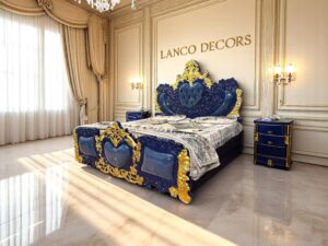 Majestic Royale Heart Bed – Midnight Blue & Gold Edition