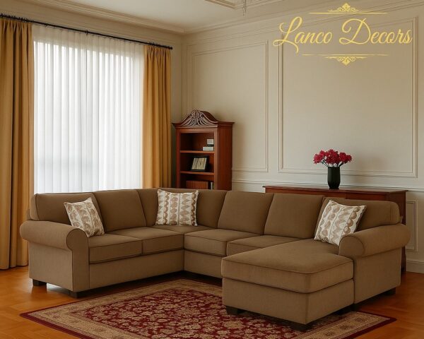 Classic L Shape Sofa – Cinnamon Fabric Edition