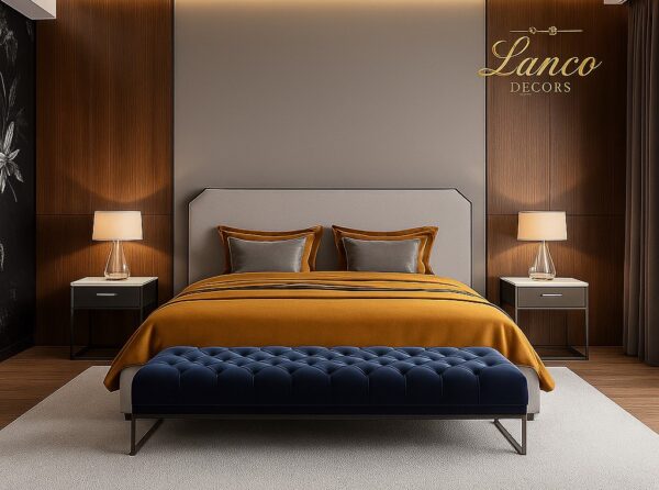 Royal Amber Bedroom Set with Tufted Bench