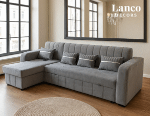 Lanco Decors – Grey Luxe Sectional Sofa with Chaise
