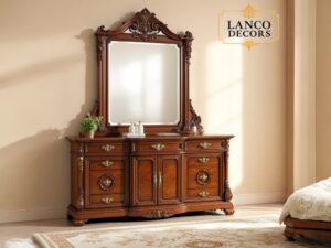 “Royal Heritage Teakwood Dresser with Mirror”