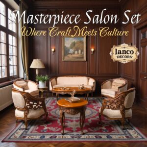 Teakwood Maharaja Masterpiece Salon Set (3+1+1) with Center Table – Lanco Decors