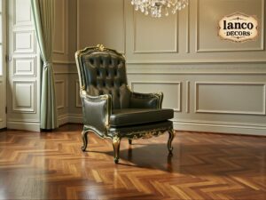 "Imperial Noir Tufted Throne Chair by Lanco Decors"