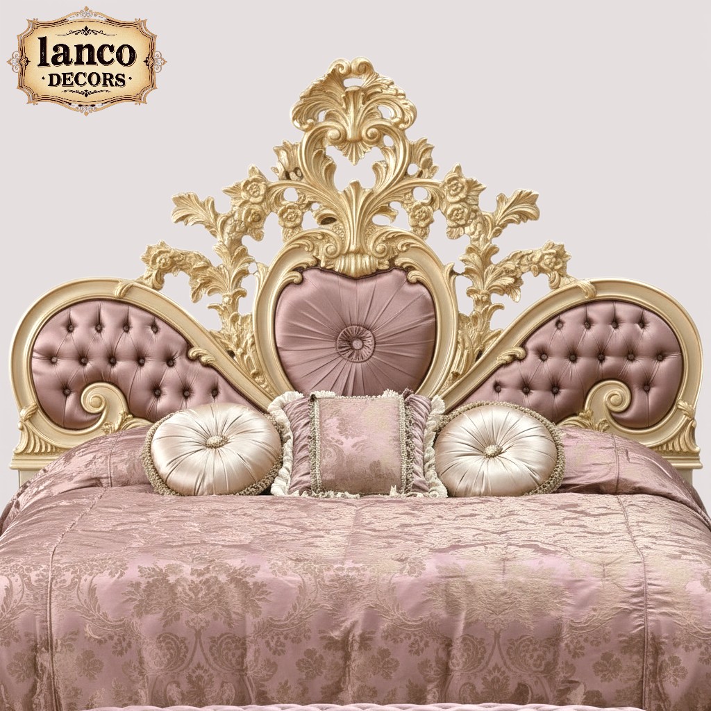Blush of the Crown Bed – Heritage Rose Gold Luxury Bed by Lanco Decors - Image 7