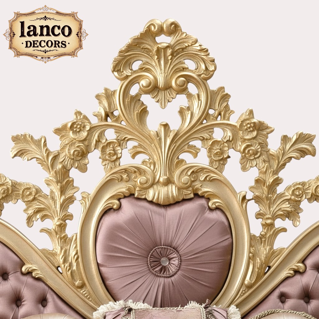 Blush of the Crown Bed – Heritage Rose Gold Luxury Bed by Lanco Decors - Image 6