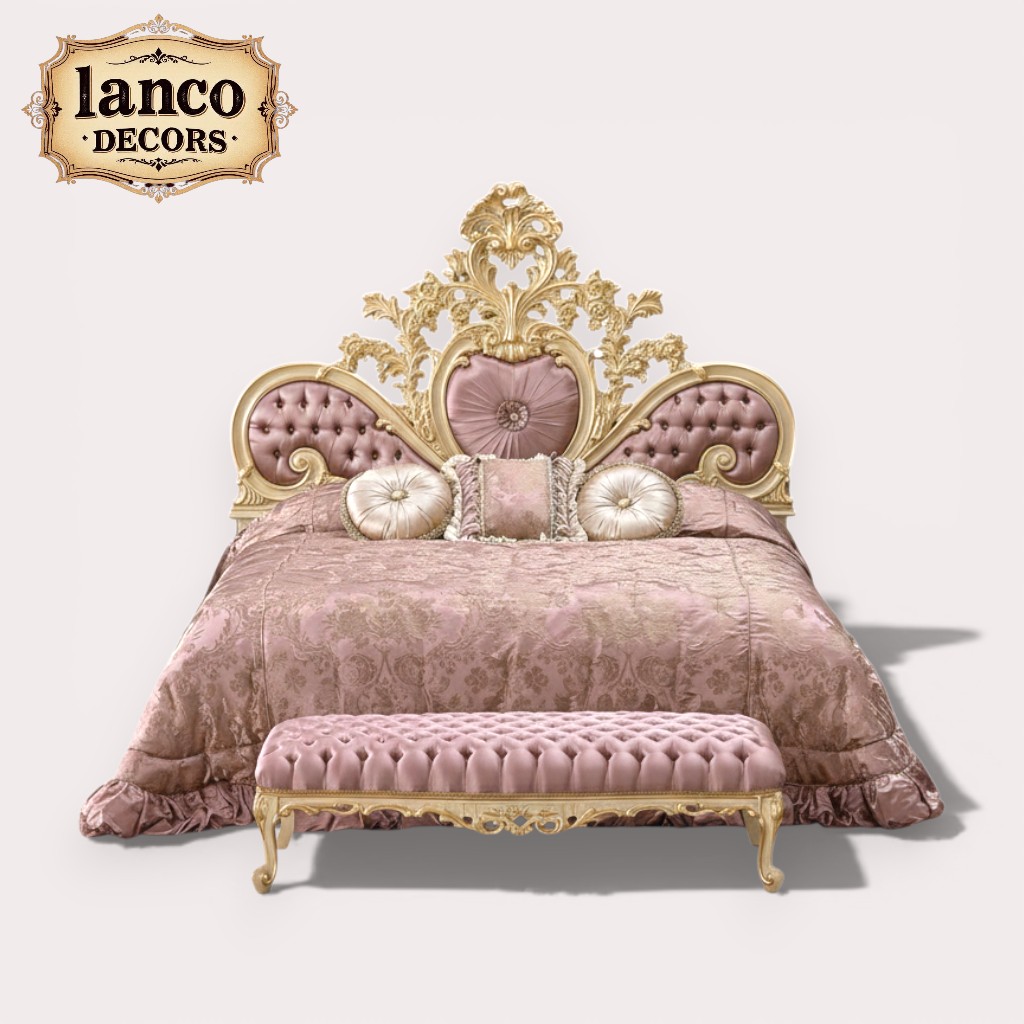 Blush of the Crown Bed – Heritage Rose Gold Luxury Bed by Lanco Decors - Image 8