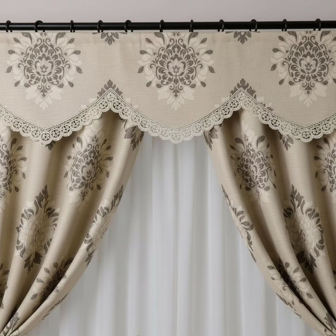 The Royal Blossom Drapery Ensemble – Beige Floral Elegance - Image 5