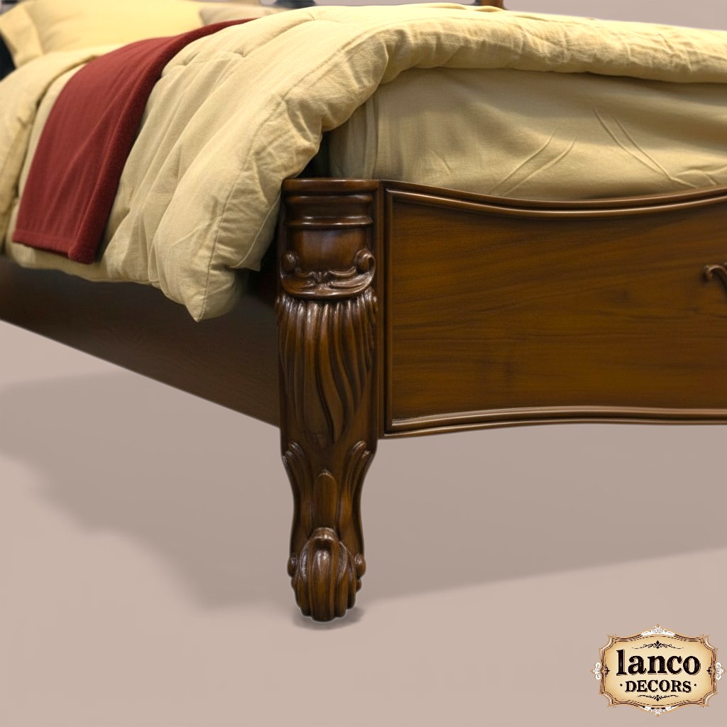 Sarir-e-Asafiya Mahal – Hand-Carved Teakwood Throne Bed - Image 3