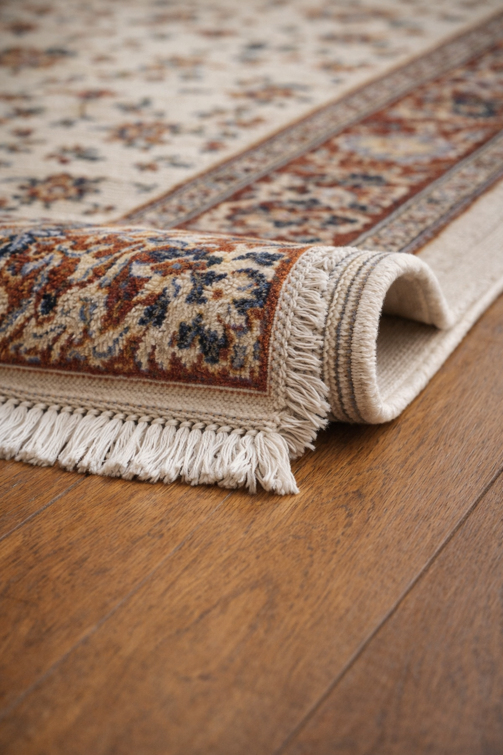 Persian Medallion Carpet – Ivory & Rust Traditional Area Rug - Image 5