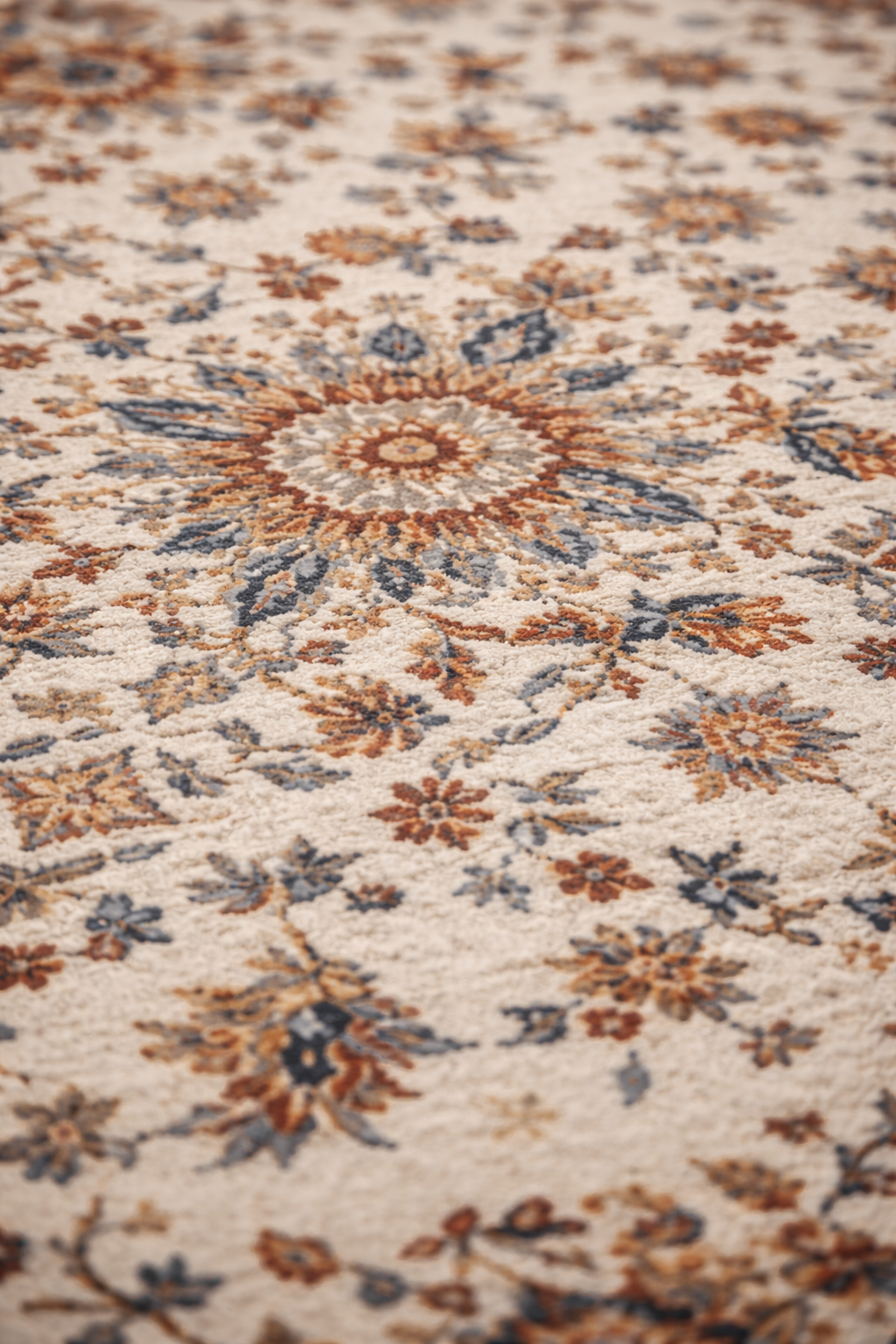 Persian Medallion Carpet – Ivory & Rust Traditional Area Rug - Image 4
