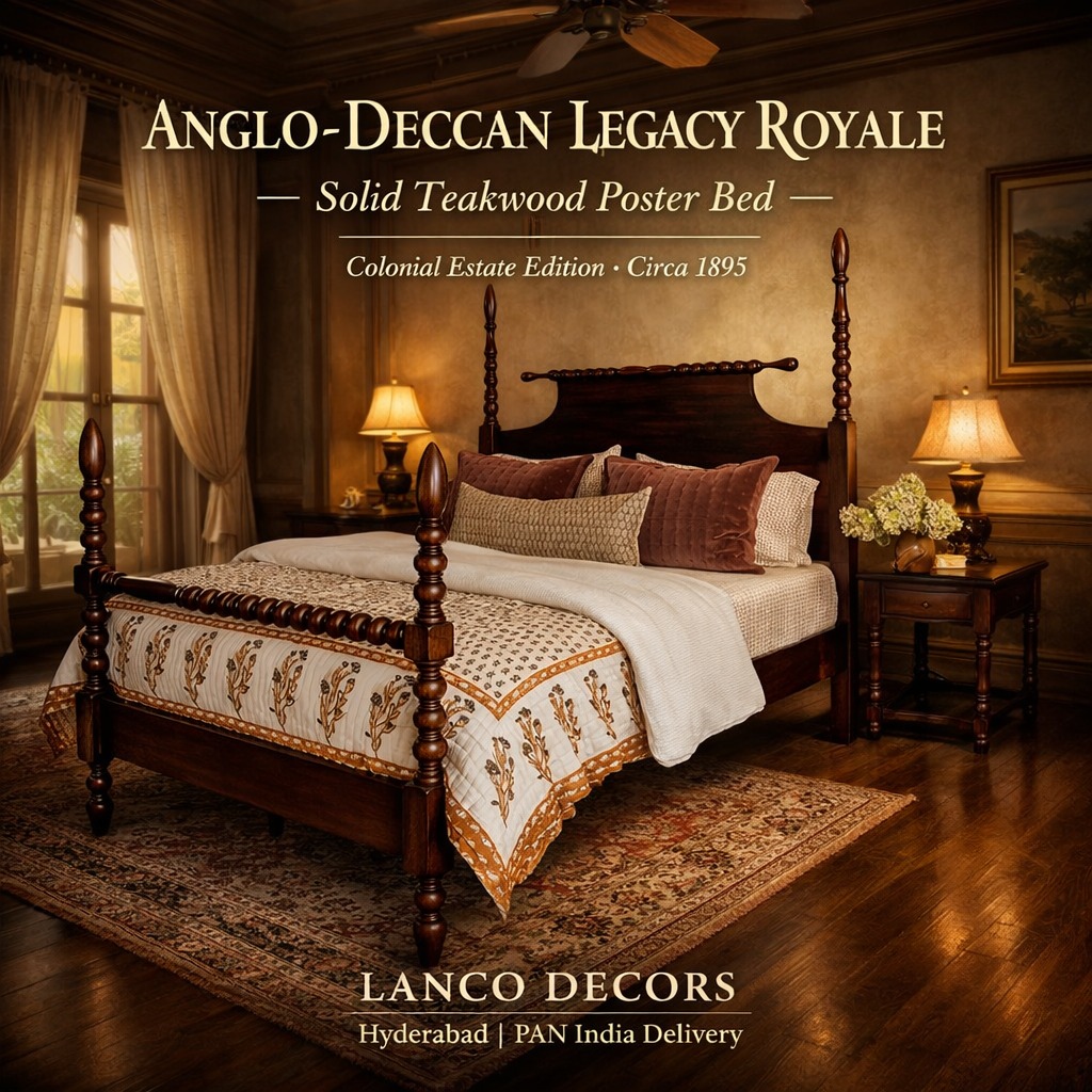 Anglo-Deccan Legacy Royale – Solid Teakwood Poster Bed