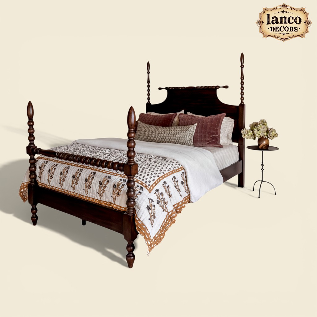 Anglo-Deccan Legacy Royale – Solid Teakwood Poster Bed - Image 4