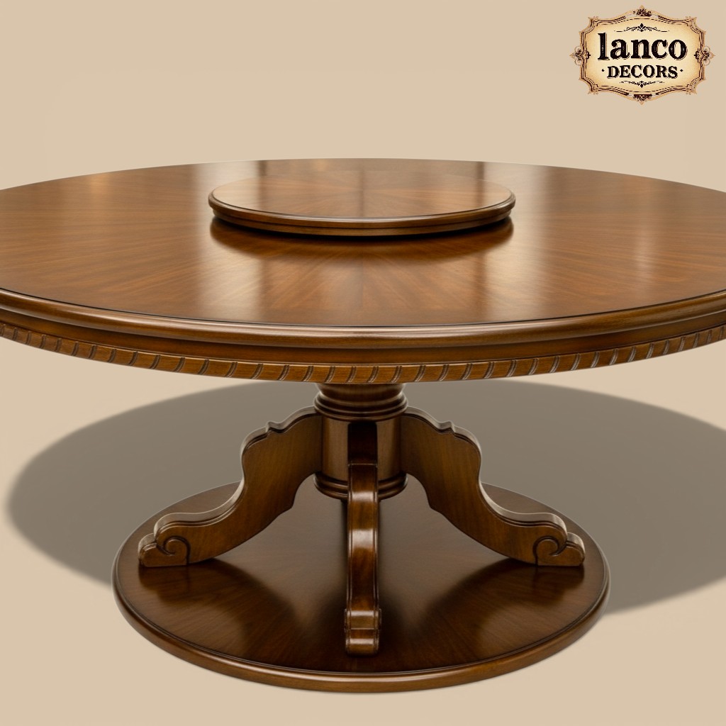 Royal Colonial Heritage – Solid Teakwood Round Dining Table Set - Image 4