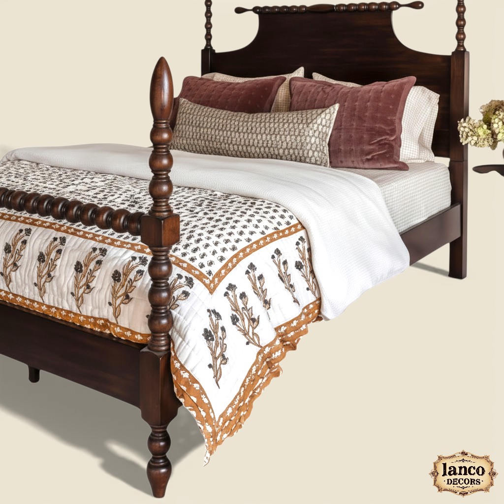 Anglo-Deccan Legacy Royale – Solid Teakwood Poster Bed - Image 2