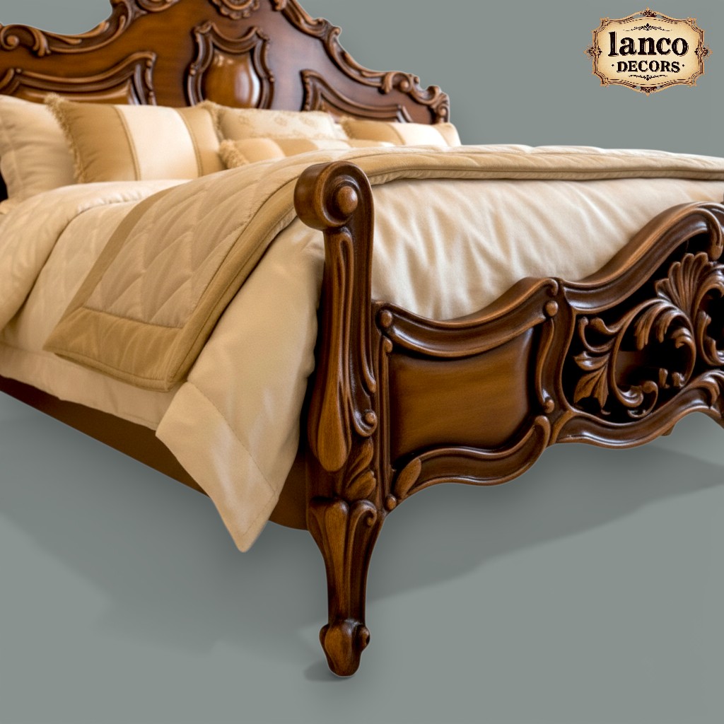 Louis XV Heritage Solid Teakwood Royal Bed - Image 3