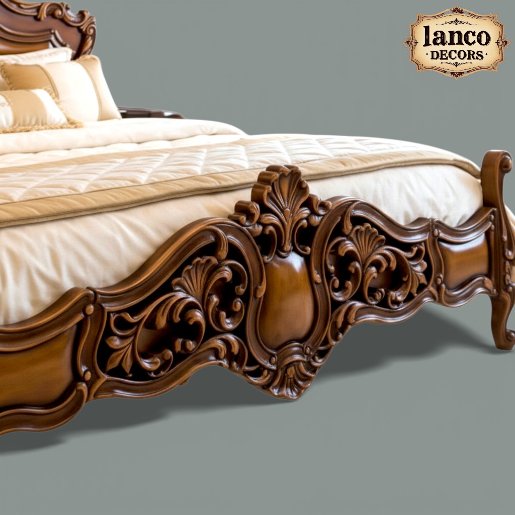 Louis XV Heritage Solid Teakwood Royal Bed - Image 4