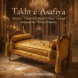Takht-e-Asafiya Royal Rococo Teakwood Chaise Lounge