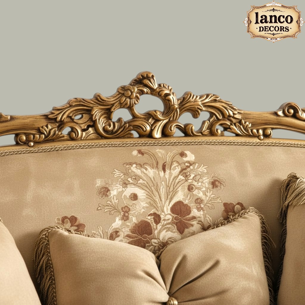 Sarv-e-Nawab Royal Rococo Teakwood Majlis Sofa Suite - Image 7