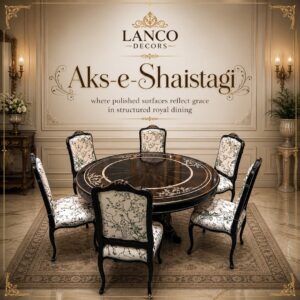 Aks-e-Shaistagi – Royal Teakwood Dining Set (6 Seater Round)