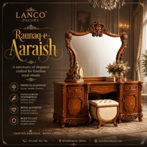Raunaq-e-Aaraish – Royal Teakwood Dressing Table Set