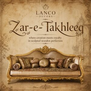 Zar-e-Takhleeq – Royal Hand-Carved Teakwood Sofa